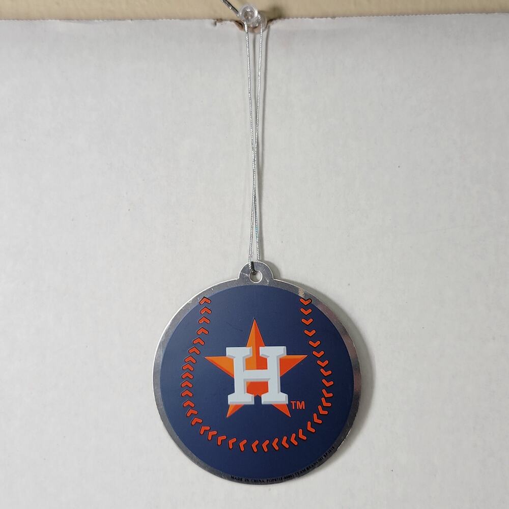 MLB Houston Astros Christmas Ornament Flat Metal Baseball - NWOT